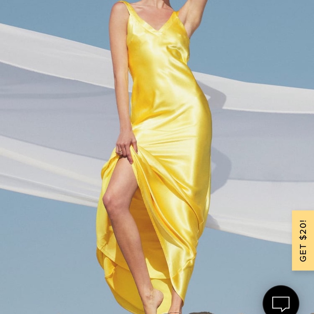 BRAND NEW Yellow Satin Gown